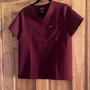 Jaanuu Women's Deep burgundy Short Sleeve scrub Top